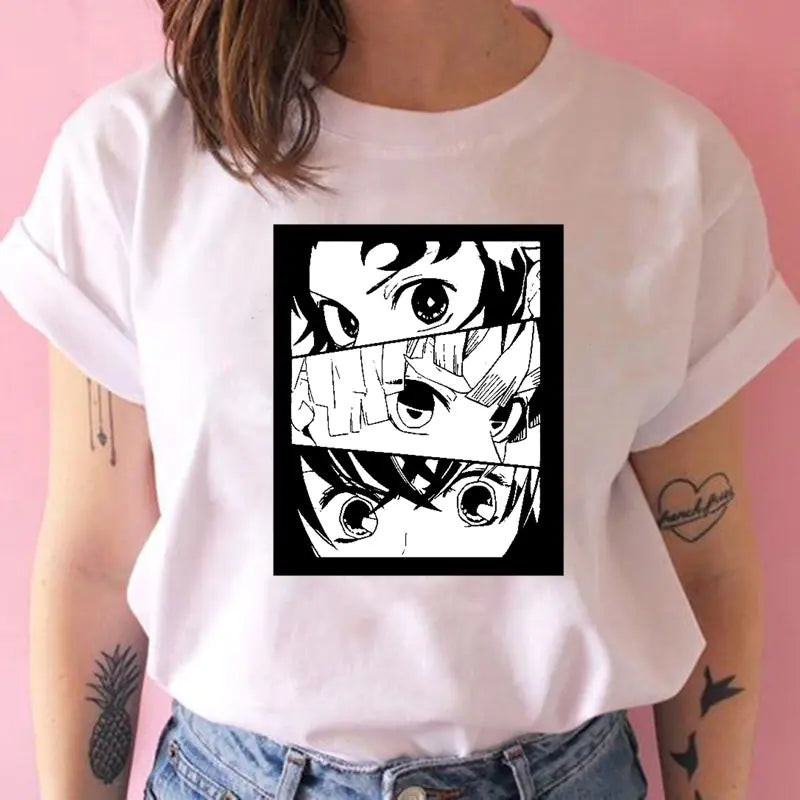 Demon Slayer Women's Printed White T-Shirt