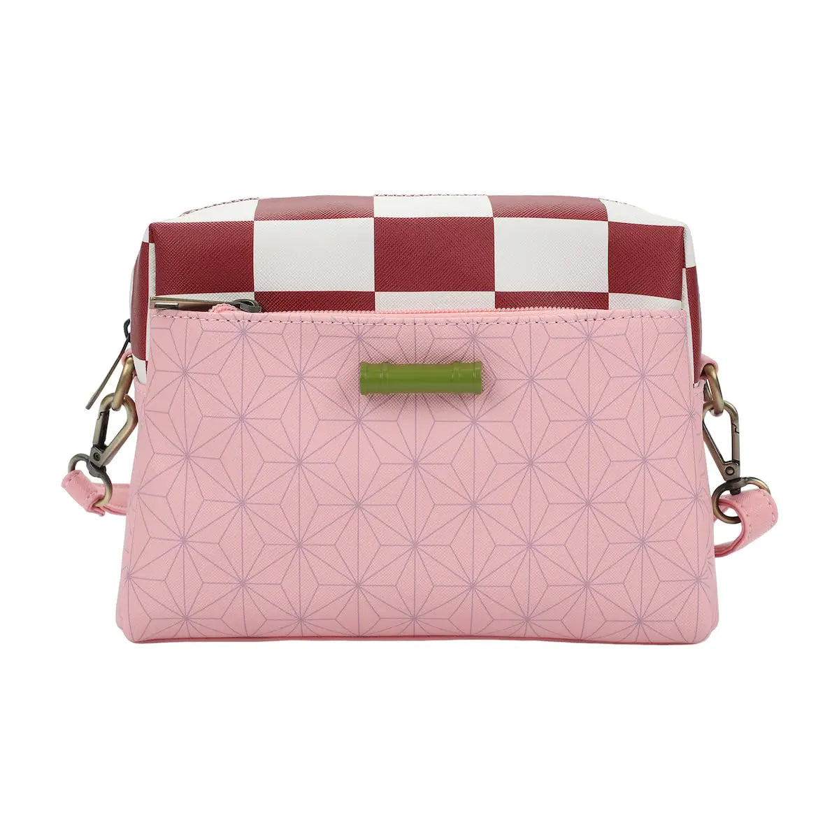 Demon Slayer Nezuko Metal Badge Womens Pink Crossbody Handbag
