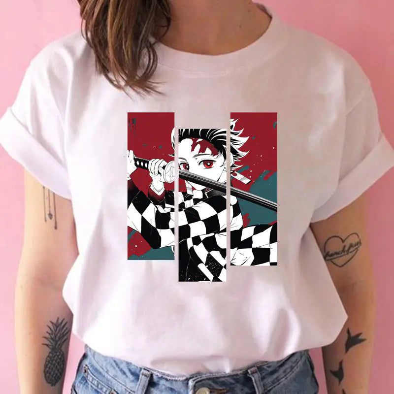Demon Slayer Women's Printed White T-Shirt