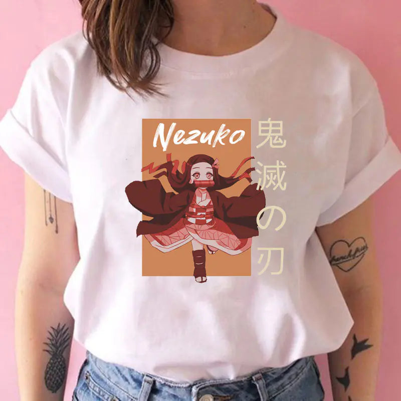 Demon Slayer Women's Printed White T-Shirt