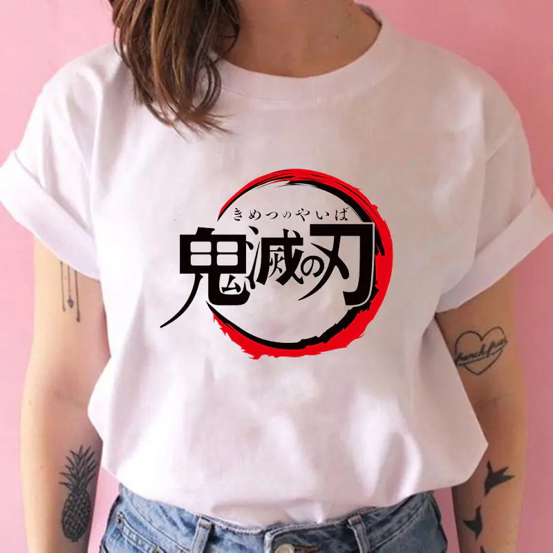 Demon Slayer Women's Printed White T-Shirt