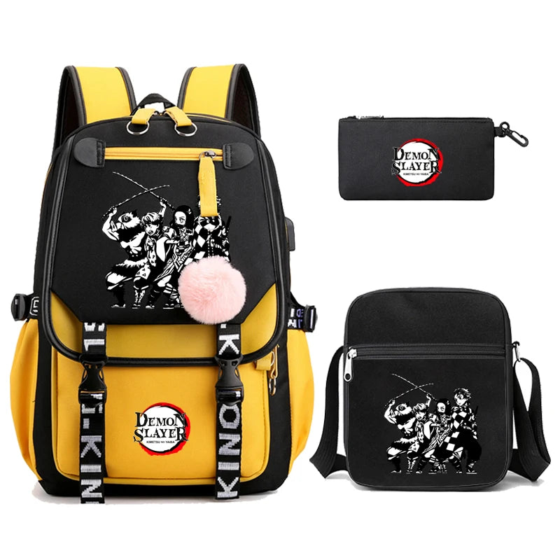 3Pcs Anime-Inspired Slayer Backpack Set – School & Travel Ready
