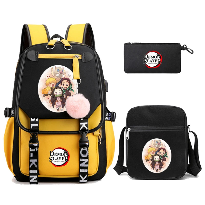 3Pcs Anime-Inspired Slayer Backpack Set – School & Travel Ready