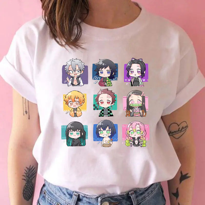 Demon Slayer Women's Printed White T-Shirt