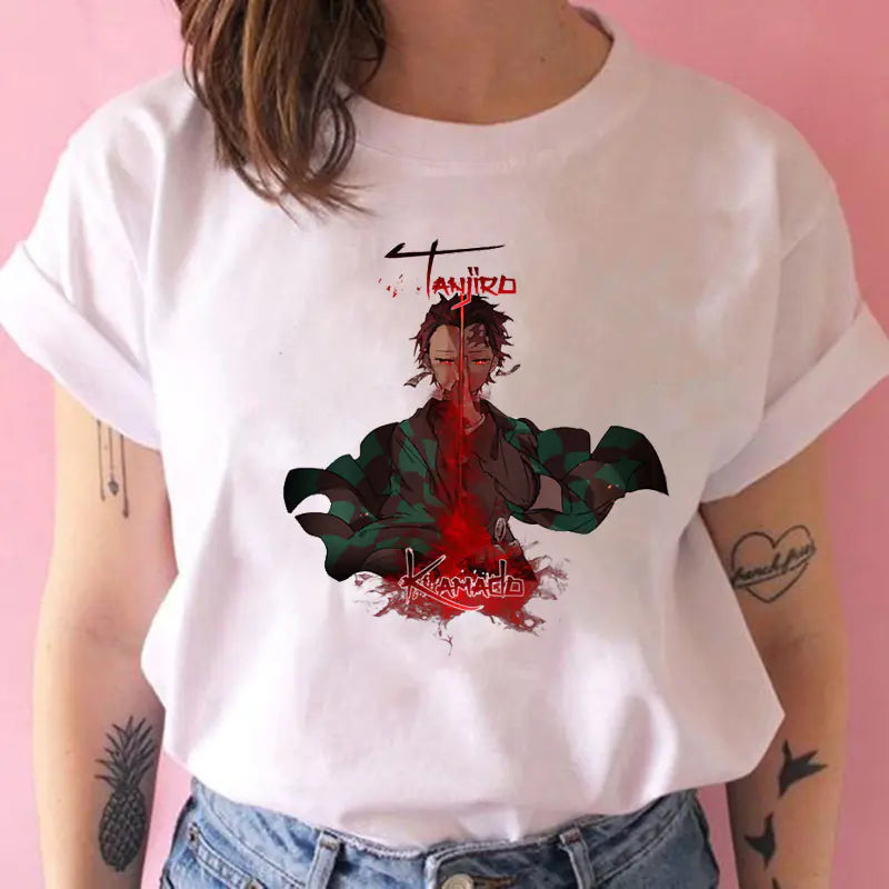 Demon Slayer Women's Printed White T-Shirt