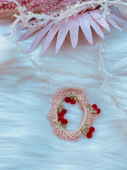 Cherry Crystal Beaded Hair Tie 🍒✨
