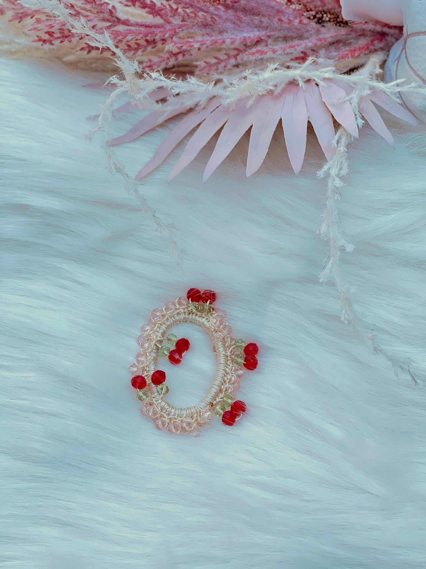 Cherry Crystal Beaded Hair Tie 🍒✨
