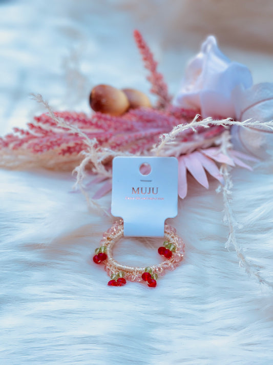 Cherry Crystal Beaded Hair Tie 🍒✨