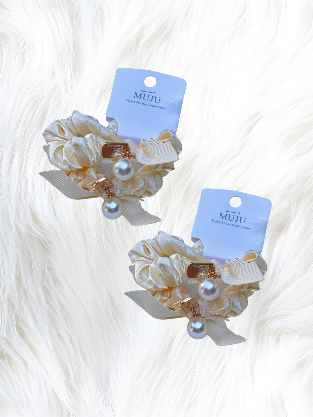 Korean Satin Pearl Scrunchie Set (2pcs)