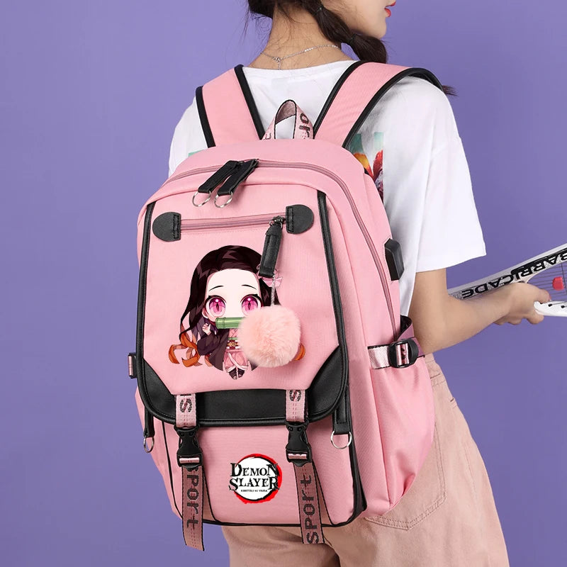 3Pcs Anime-Inspired Slayer Backpack Set – School & Travel Ready