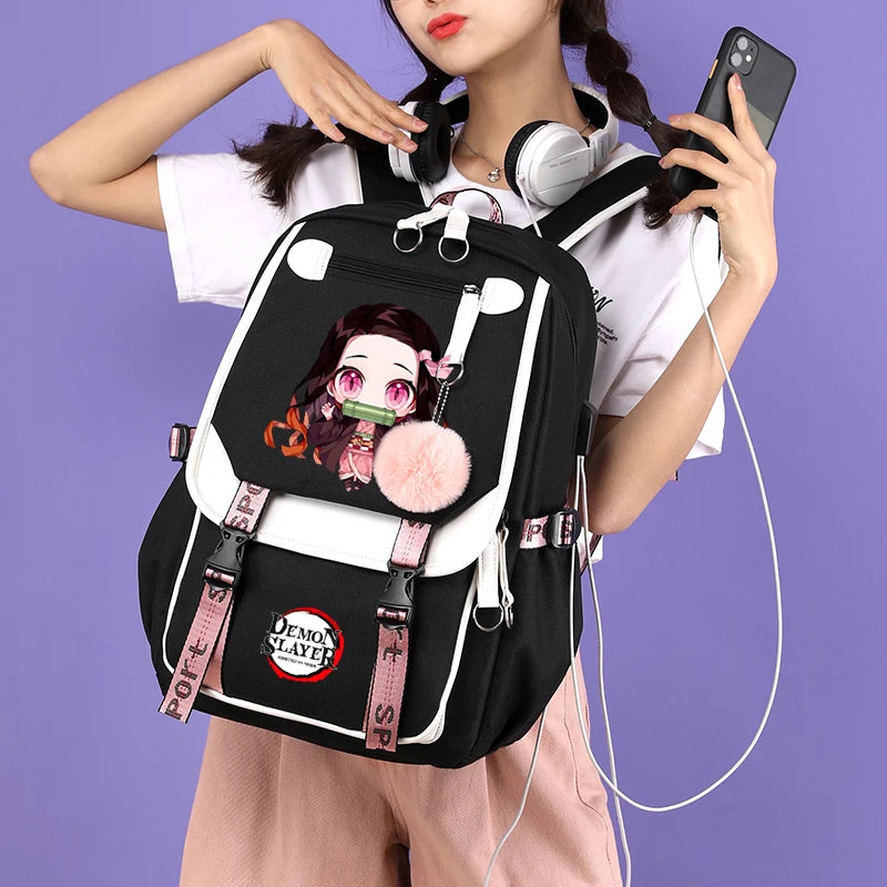 3Pcs Anime-Inspired Slayer Backpack Set – School & Travel Ready