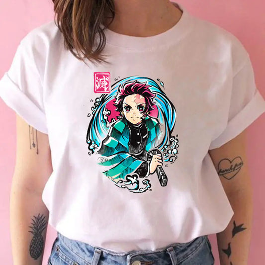 Demon Slayer Women's Printed White T-Shirt